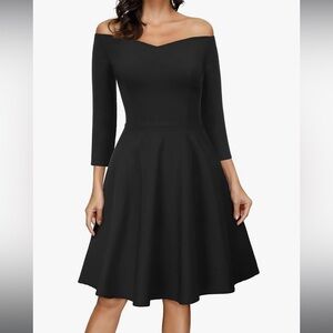 Grace Karin 3/4 sleeve off the shoulder swing dress